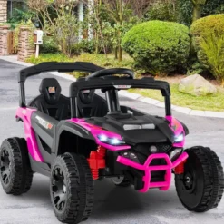 Kinder 12V Elektroauto mit Fernbedienung Elektrischer UTV-Truck Kinderauto Kinderfahrzeug Rosa