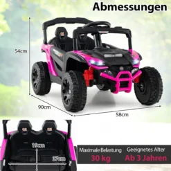 Kinder 12V Elektroauto mit Fernbedienung Elektrischer UTV-Truck Kinderauto Kinderfahrzeug Rosa
