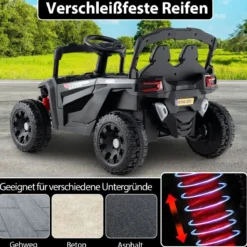 Kinder 12V Elektroauto mit Fernbedienung Elektrischer UTV-Truck Kinderauto Kinderfahrzeug Schwarz