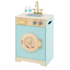 Kinder Waschmaschine mit Waschmittel Holz Spielzeug-Waschmaschine Wäscherei-Küchenset mit Spüle
