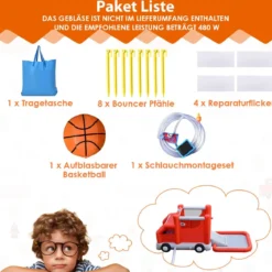 Kinder-Wasserrutsche im Feuerwehr-Stil mit Planschbecken 564 x 268 x 212 cm