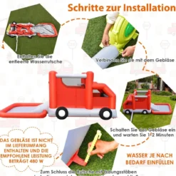 Kinder-Wasserrutsche im Feuerwehr-Stil mit Planschbecken 564 x 268 x 212 cm