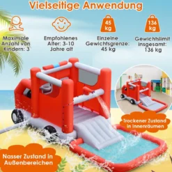Kinder-Wasserrutsche im Feuerwehr-Stil mit Planschbecken 564 x 268 x 212 cm