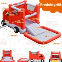Kinder-Wasserrutsche im Feuerwehr-Stil mit Planschbecken 564 x 268 x 212 cm