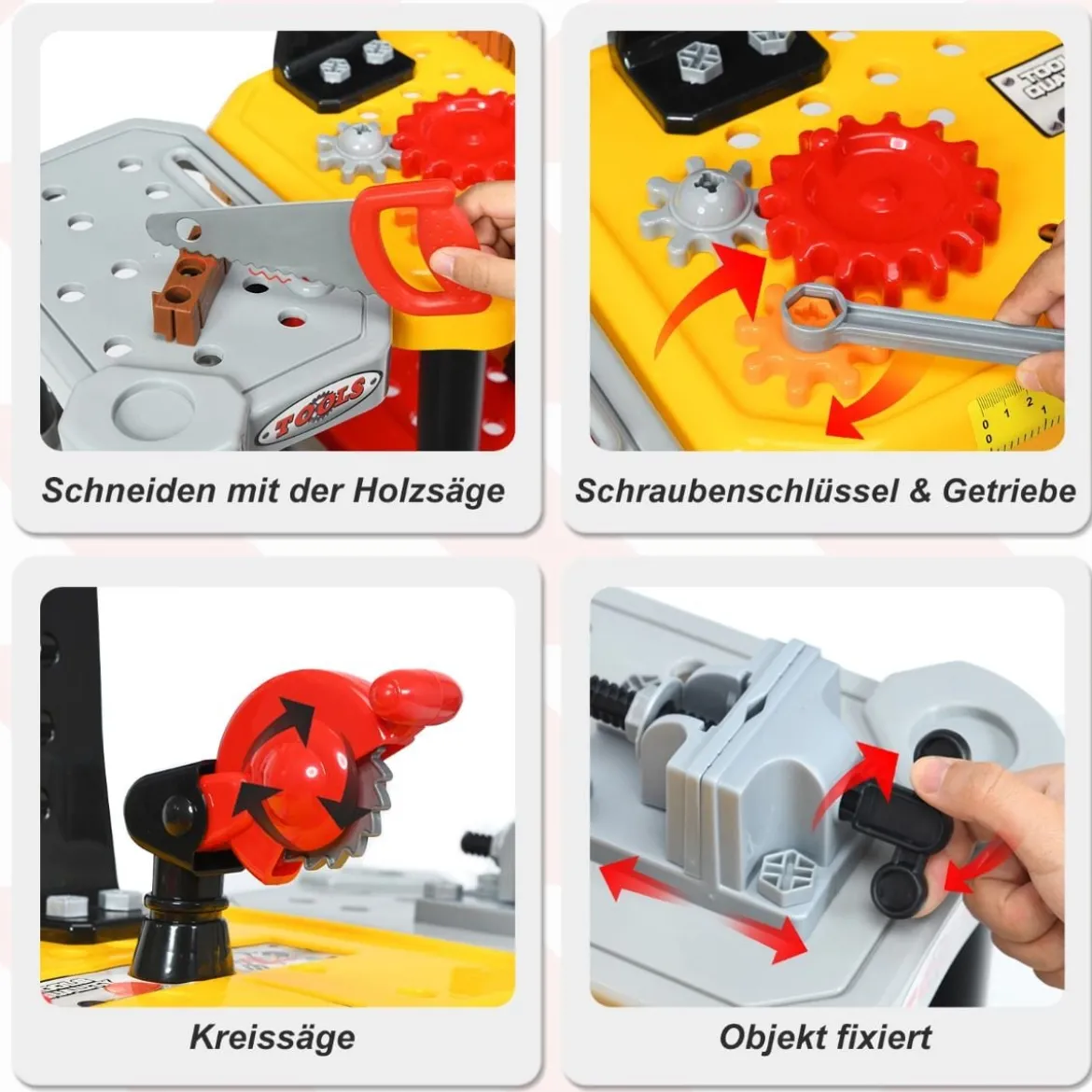 Kinder Werkbank Set Kinder Rollenspiel Bank mit Haken Werkzeugbank 85,5 x 30,5 x 83 cm Bunt