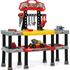 Kinder Werkbank Set Kinder Rollenspiel Bank mit Haken Werkzeugbank 85,5 x 30,5 x 83 cm Bunt