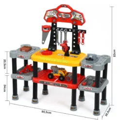 Kinder Werkbank Set Kinder Rollenspiel Bank mit Haken Werkzeugbank 85,5 x 30,5 x 83 cm Bunt