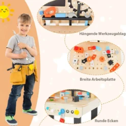 Kinder Werkzeugbank aus Holz mit Tafel & hängendem Werkzeugständer & Zubehör