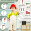 Kinder Werkzeugbank aus Holz mit Tafel & 2 Aufbewahrungsboxen & 16 Zubehören Spielwerkbank