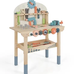 Kinder Werkzeugbank aus Holz mit Magnetischem Gestell & Werkzeugset 60 x 30 x 79 cm
