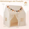 Kinderzelt für Drinnen Spielhaus Kinder Indoor mit rutschfeste Matte Spielzelt Kinderzimmer Zelt Beige