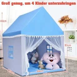Kinderzelt Spielhaus Kinderspielhaus Prinzess Prinzessin Kinderspielzelt Blau