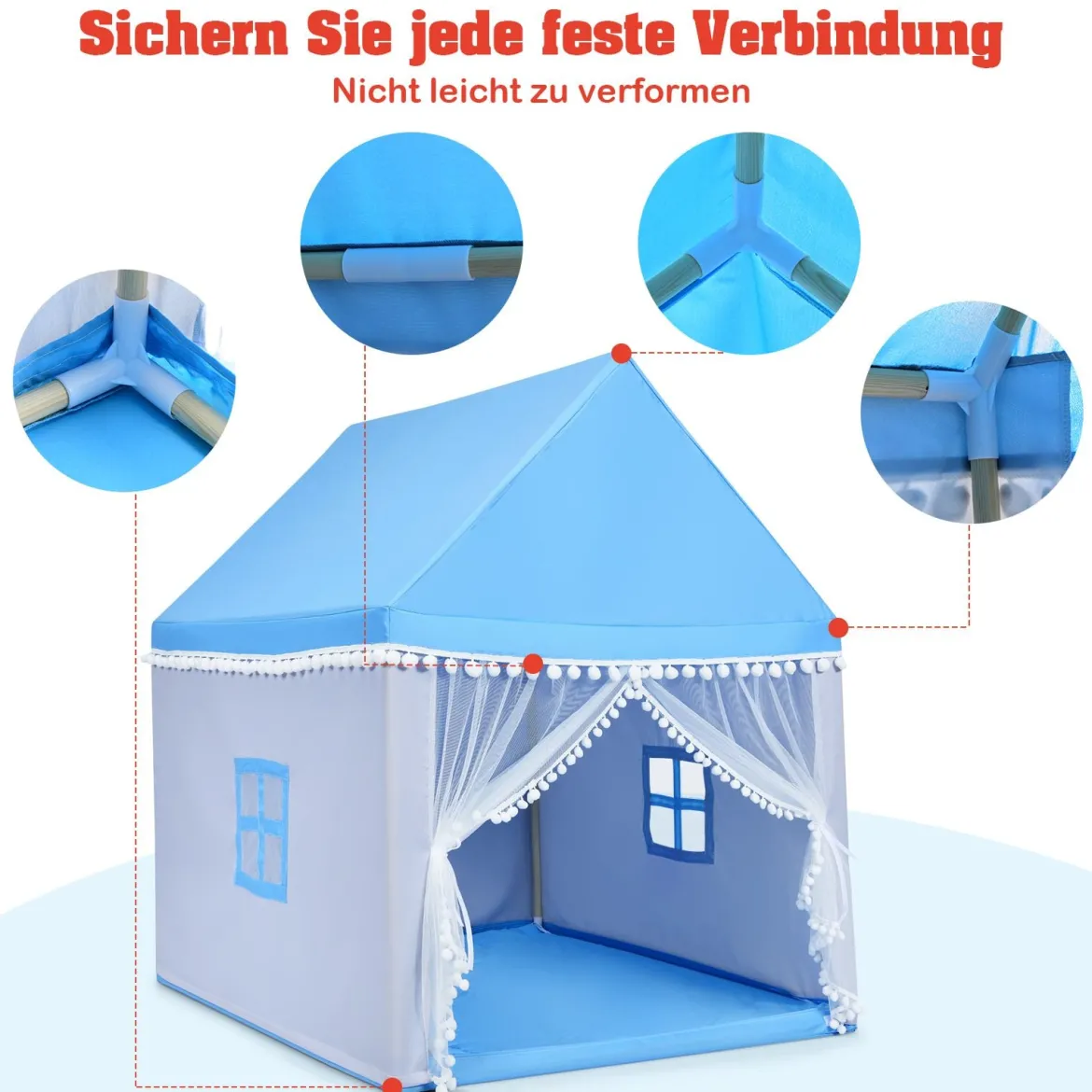 Kinderzelt Spielhaus Kinderspielhaus Prinzess Prinzessin Kinderspielzelt Blau
