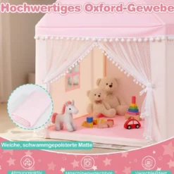 Kinderzelt Spielhaus Kinderspielhaus Prinzess Prinzessin Kinderspielzelt Rosa