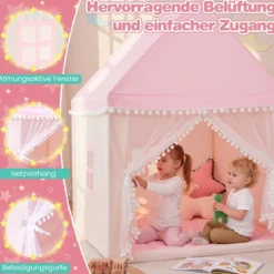 Kinderzelt Spielhaus Kinderspielhaus Prinzess Prinzessin Kinderspielzelt Rosa