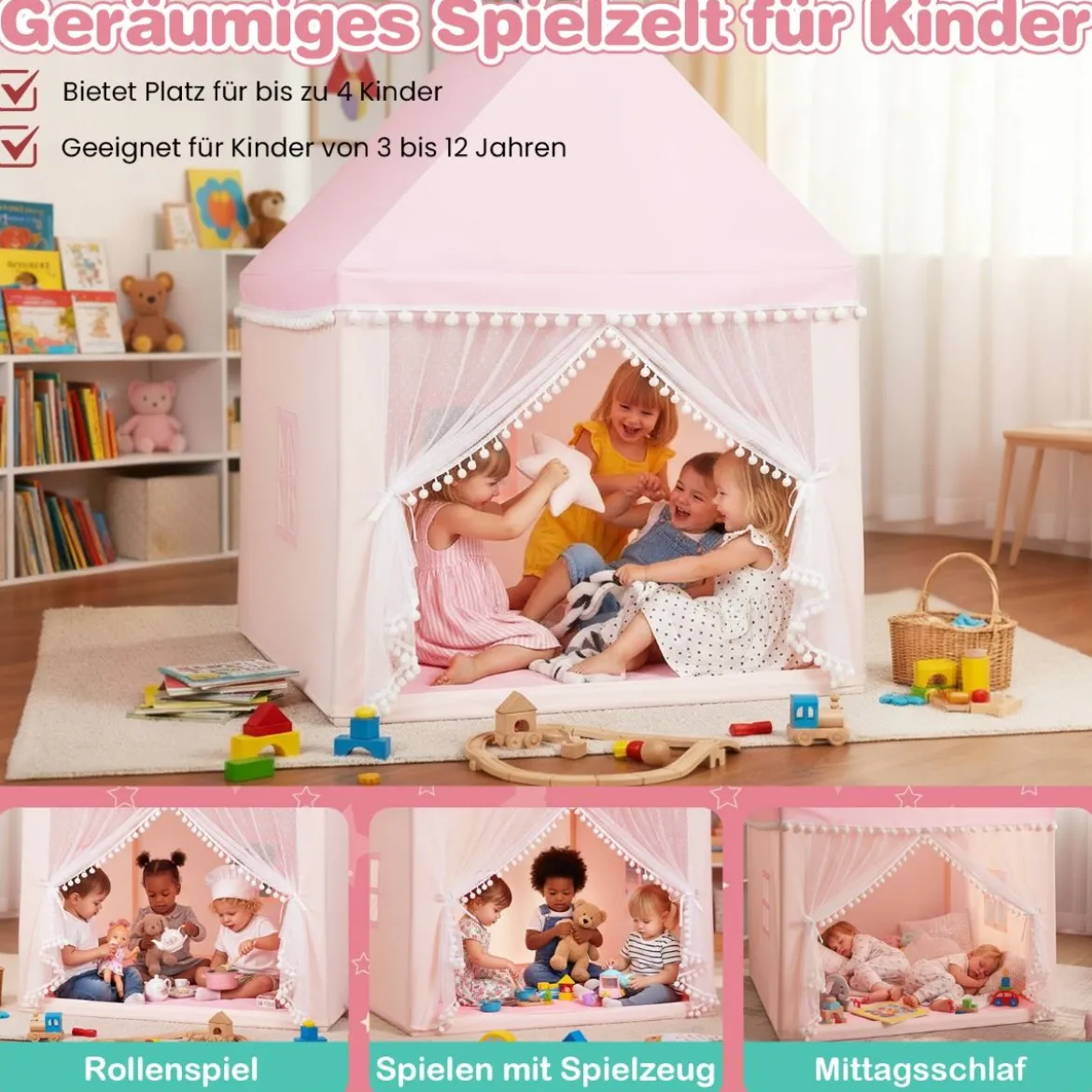 Kinderzelt Spielhaus Kinderspielhaus Prinzess Prinzessin Kinderspielzelt Rosa