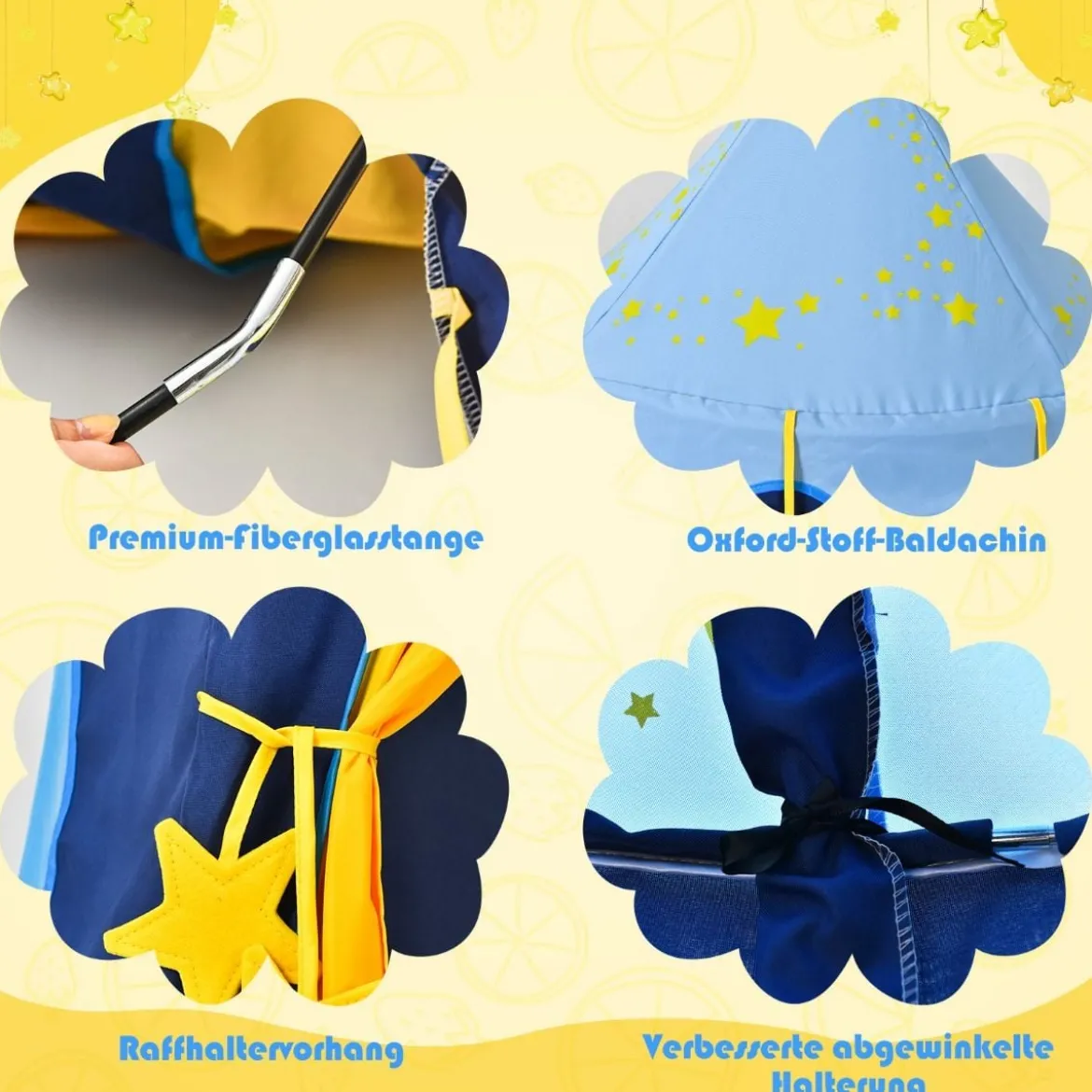 Kinderzelt Tragbares Spielzelt für Kinder 108 x 158 cm Blau