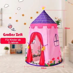 Kinderzelt Tragbares Spielzelt für Kinder 108 x 158 cm Rosa