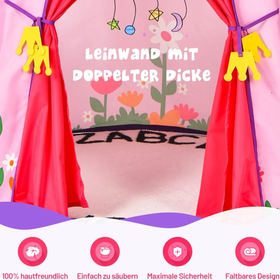 Kinderzelt Tragbares Spielzelt für Kinder 108 x 158 cm Rosa
