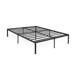 King Size Metall-Bettgestell Plattformbett mit Robusten Metalllatten Schwarz 200 x 160 cm