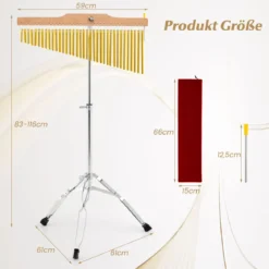 36 Klangstäbe für Windspiel Percussion Chimes mit Faltbarem & Einstellbarem Ständer & Tragetasche