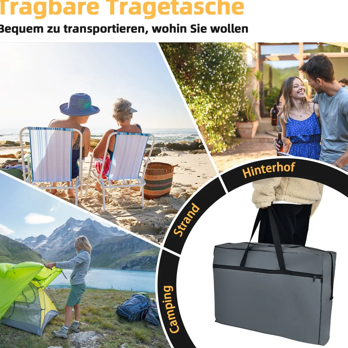 Klappbare Campingküche mit Tragetasche Alu Reiseküche Campingschrank Zeltschrank Grau