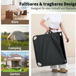 Klappbare Campingliege Feldbett mit abnehmbare gepolsterte Matratze verstellbares Campingbett Schwarz