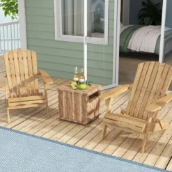 Klappbarer Adirondack-Stuhl aus Bambus mit Hoher Rückenlehne & Breiten Armlehnen 150 kg Tragkraft