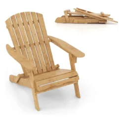 Klappbarer Adirondack-Stuhl aus Bambus mit Hoher Rückenlehne & Breiten Armlehnen 150 kg Tragkraft