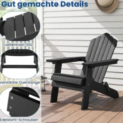 Klappbarer Adirondack Stuhl Wetterfester Adirondack Chair aus Kunststoff Gartensessel