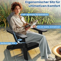 Klappbarer Adirondack Stuhl Wetterfester Adirondack Chair aus Kunststoff Gartensessel
