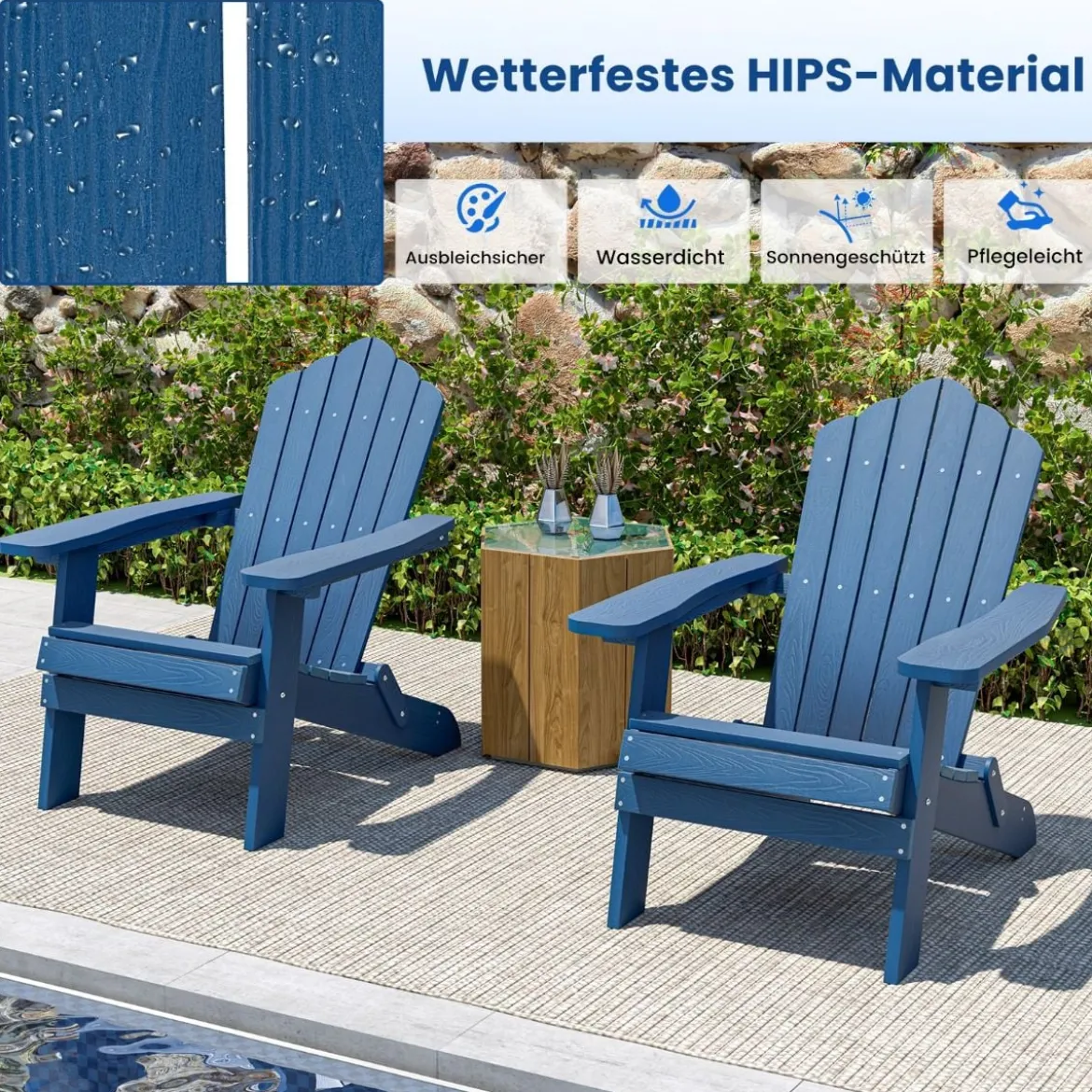 Klappbarer Adirondack Stuhl Wetterfester Adirondack Chair aus Kunststoff Gartensessel