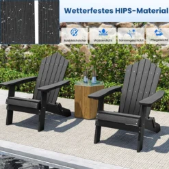 Klappbarer Adirondack Stuhl Wetterfester Adirondack Chair aus Kunststoff Gartensessel