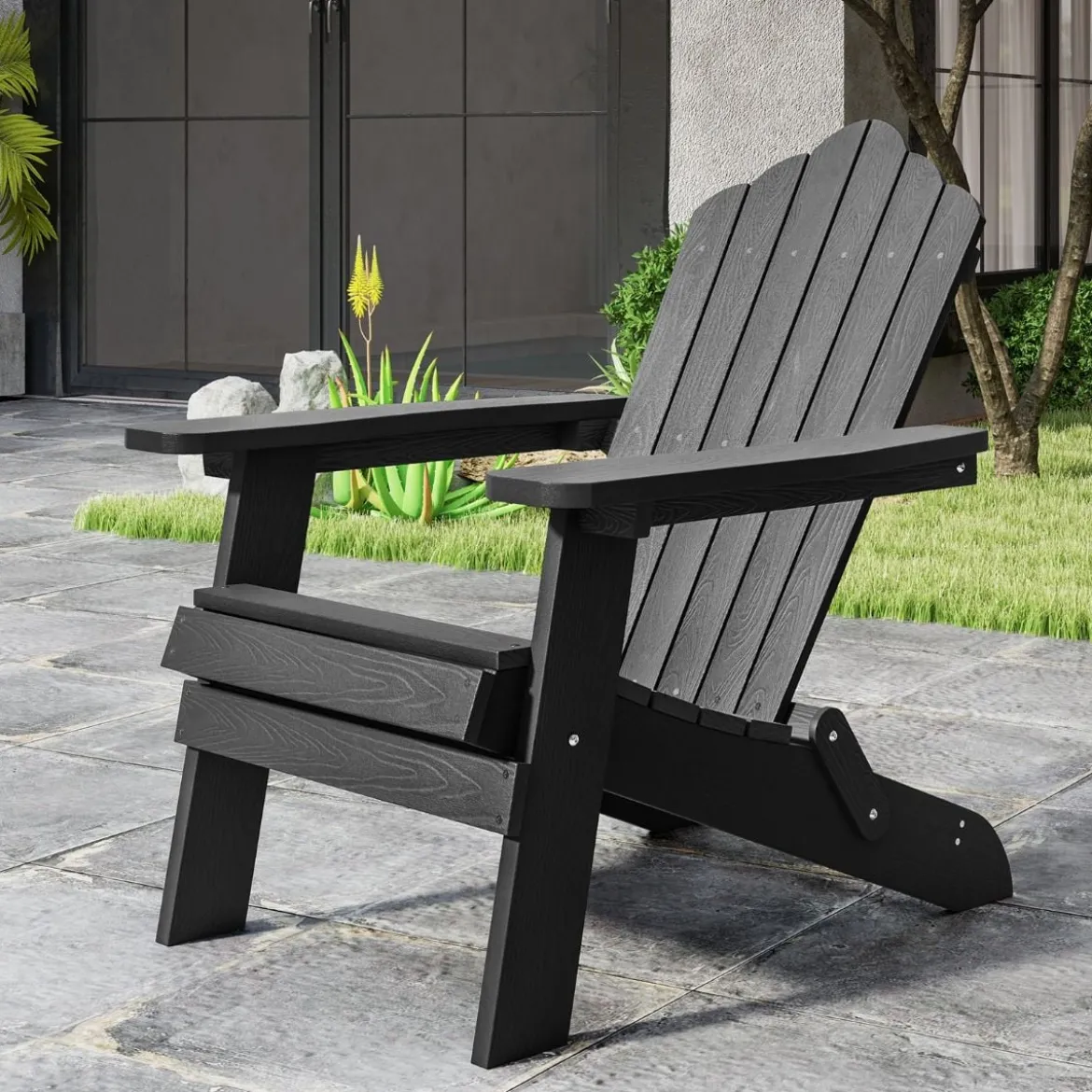 Klappbarer Adirondack Stuhl Wetterfester Adirondack Chair aus Kunststoff Gartensessel