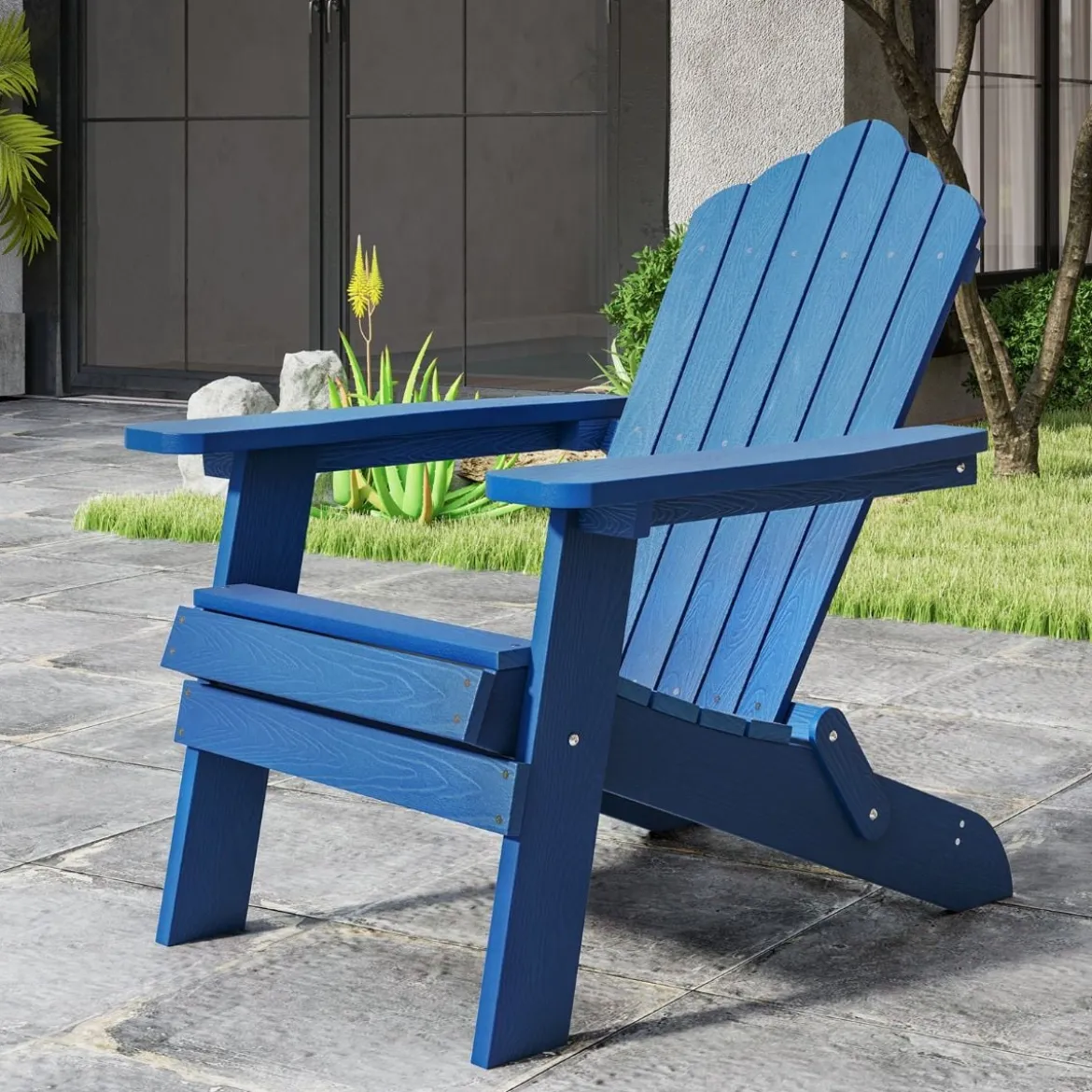 Klappbarer Adirondack Stuhl Wetterfester Adirondack Chair aus Kunststoff Gartensessel