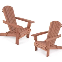 Klappbarer Adirondack Stuhl aus Holz mit 180 kg Tragfähigkeit Gartensessel Braun/Grau