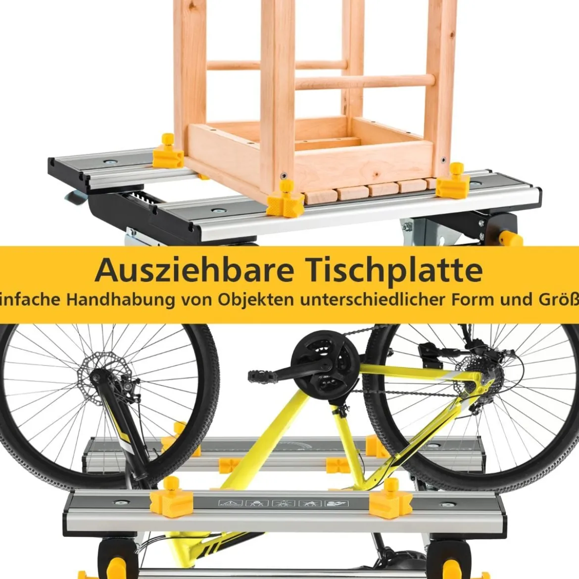 Klappbarer Arbeitstisch mit 8 verschiebbaren Klemmen & 7-stufiger Höhen 100 Kg Traglast