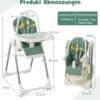 Klappbarer Babyhochstuhl mit Liegefunktion & Spielbügel & 4 Liegewinkeln & 7 Höhen Grün