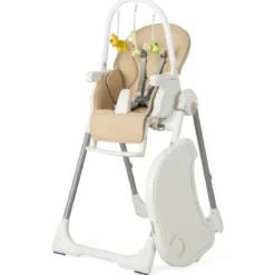 Klappbarer Babyhochstuhl mit Liegefunktion & Spielbügel & 4 Liegewinkeln & 7 Höhen Gelb