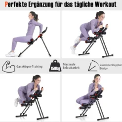 Klappbarer Bauchmuskeltrainer Workout-Maschine 110 x 40,5 x 88,5 cm Schwarz + Rot