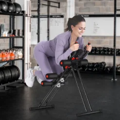 Klappbarer Bauchmuskeltrainer Workout-Maschine 110 x 40,5 x 88,5 cm Schwarz + Rot