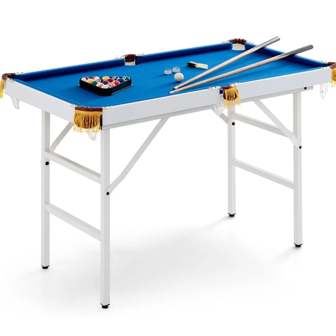 Klappbarer Billardtisch mit 2 Queues & 2 Kreiden & Dreieck & Bürste Billiard Tisch mit Zubehörset Blau