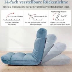 Klappbarer Bodenstuhl Bodensessel mit Verstellbarer Rückenlehne & Hochdichtem Schaumstoff Farbe wählbar