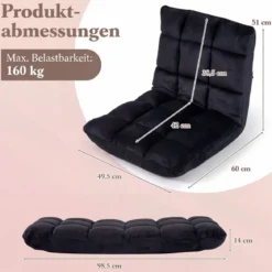 Klappbarer Bodenstuhl Bodensessel mit Verstellbarer Rückenlehne & Hochdichtem Schaumstoff Farbe wählbar