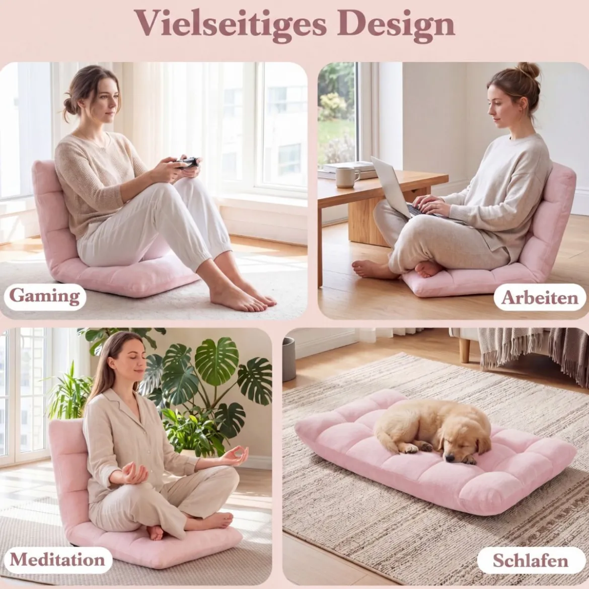 Klappbarer Bodenstuhl Bodensessel mit Verstellbarer Rückenlehne & Hochdichtem Schaumstoff Farbe wählbar