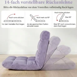 Klappbarer Bodenstuhl Bodensessel mit Verstellbarer Rückenlehne & Hochdichtem Schaumstoff Farbe wählbar