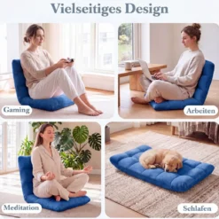Klappbarer Bodenstuhl Bodensessel mit Verstellbarer Rückenlehne & Hochdichtem Schaumstoff Farbe wählbar
