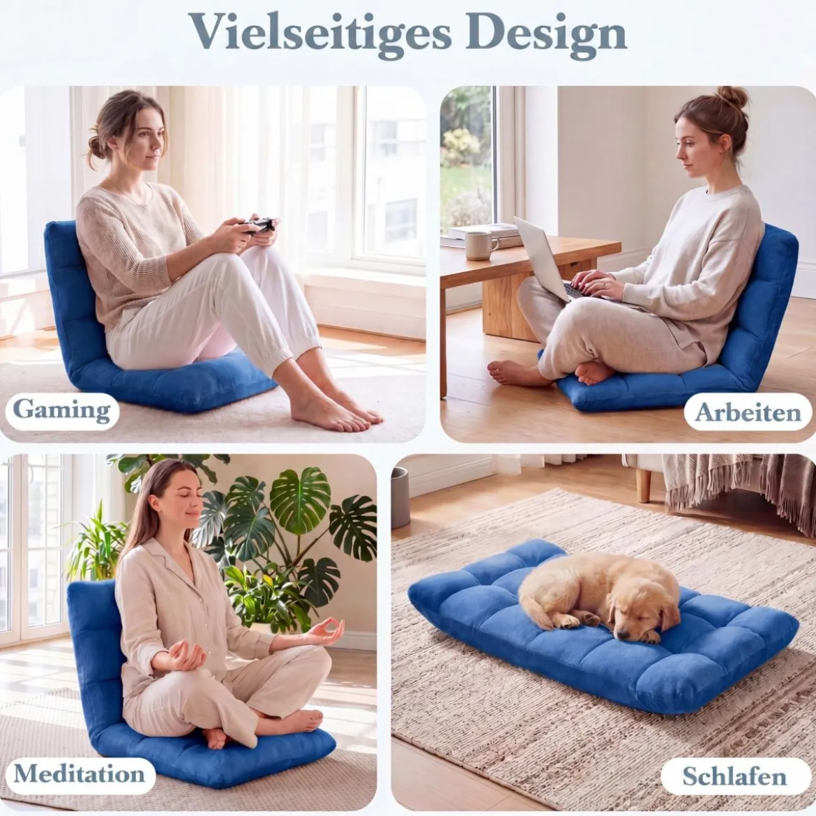 Klappbarer Bodenstuhl Bodensessel mit Verstellbarer Rückenlehne & Hochdichtem Schaumstoff Farbe wählbar