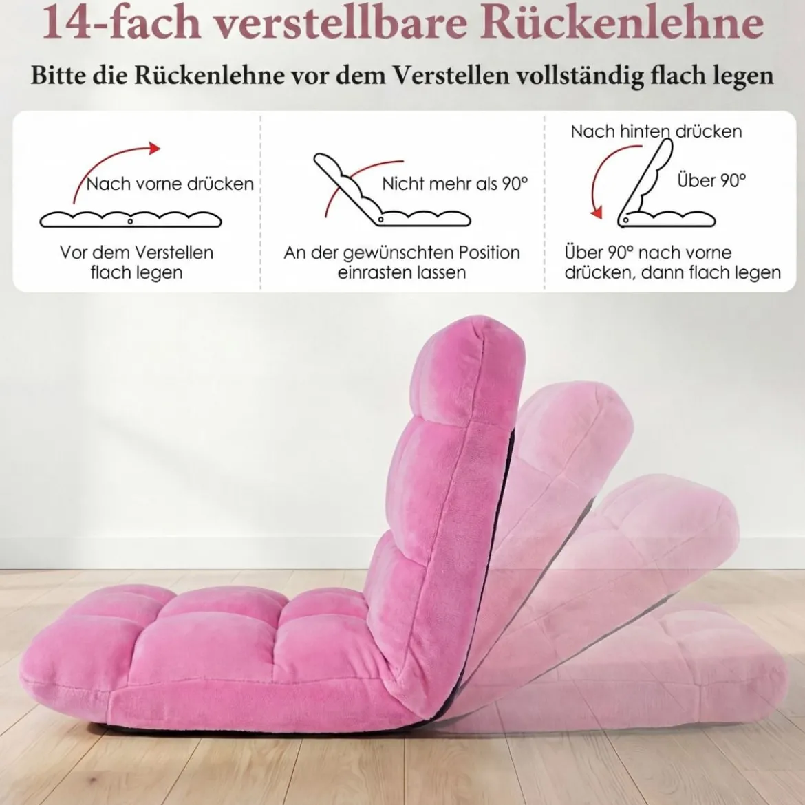 Klappbarer Bodenstuhl Bodensessel mit Verstellbarer Rückenlehne & Hochdichtem Schaumstoff Farbe wählbar