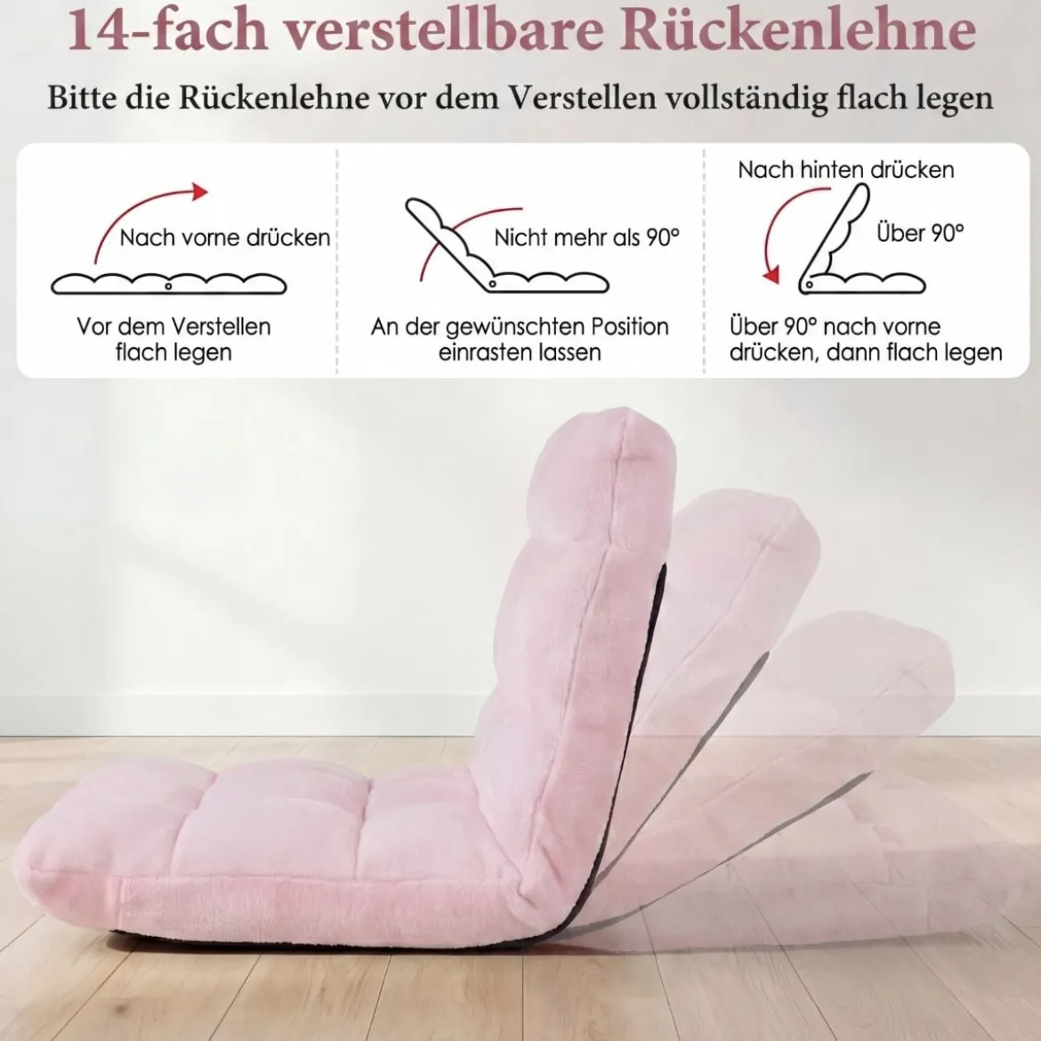 Klappbarer Bodenstuhl Bodensessel mit Verstellbarer Rückenlehne & Hochdichtem Schaumstoff Farbe wählbar